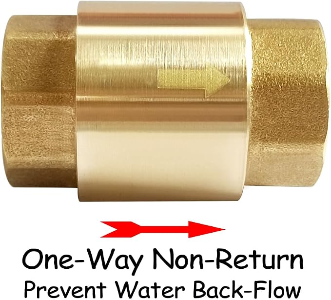 Uenede 2PCS Brass 3/4 Inch NPT In-line Spring Check Valve 3/4" NPT Female - Image 3