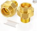 GASHER 2PCS 3/4" NPT Brass Union Pipe Fitting | 3/4 Inch Male x 3/4 Inch Female by GASHER