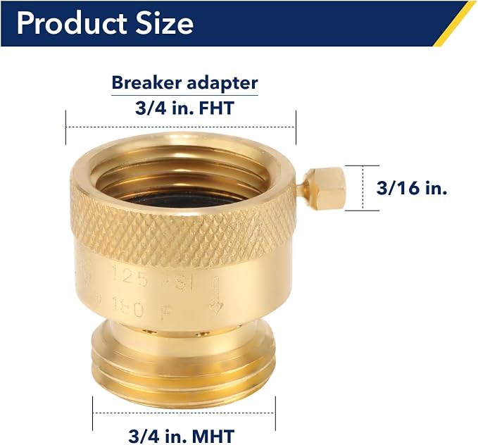 Brass Hose Bib Backflow Preventer 3/4 "FHT x 3/4" MHT, Garden Hose Bib - Image 7
