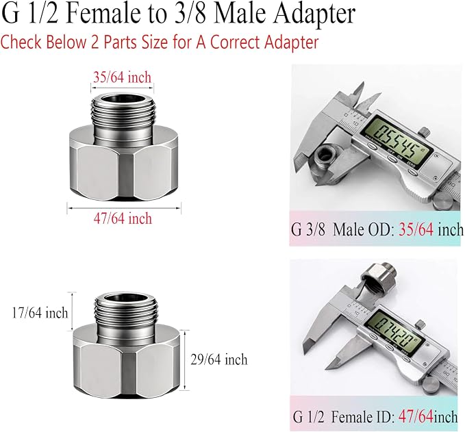 1/2" to 3/8" water hose adapter Brass Filter gasket | 1/2 fip to 3/8 - Image 2