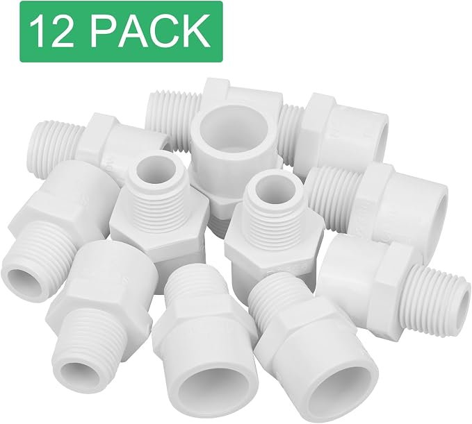 12Pack 1/2" PVC Male Adapter Pipe Fittings Furniture Grade SCH40 2-Way 0.50" - Image 6