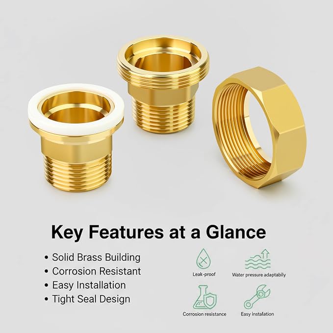 1PCS Brass Union，3/4" NPT Male x 3/4" NPT Male Brass Pipe Fitting - Image 6