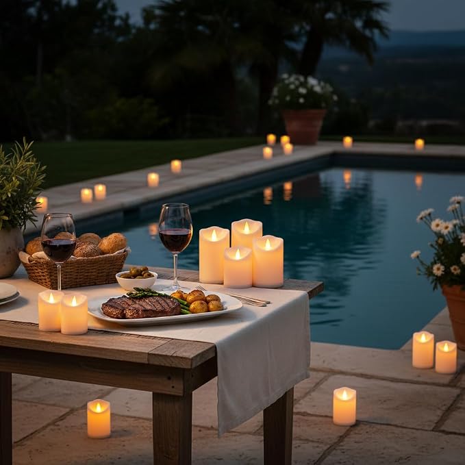 Artmarry Flameless Candles Outdoor Indoor Pillars Battery Operated Flickering - Image 2