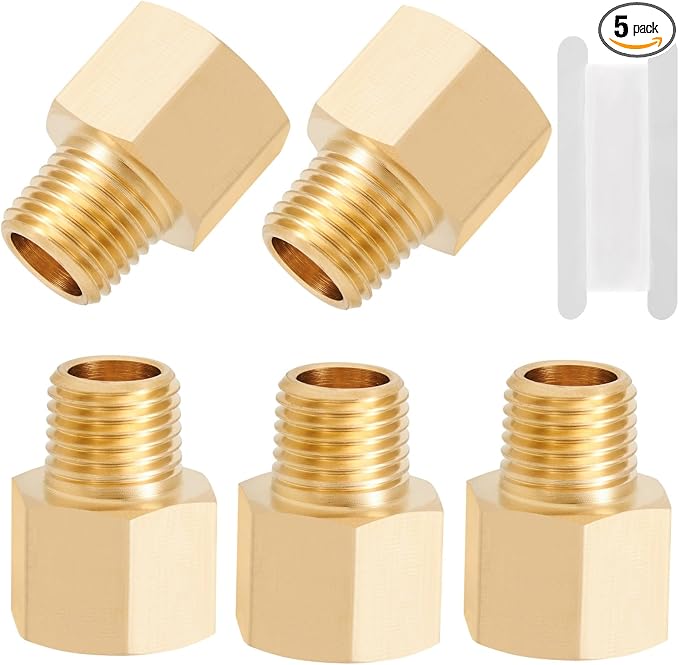 Brass Pipe Fitting, 1/4 Inch NPT Male to 3/8 Inch NPT Female Brass Pipe Hose by RouLiPouLi