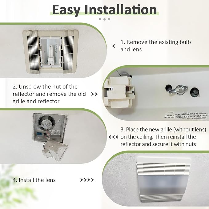 Bathroom Fan Grille Cover with Lens, Fits Br-oan Nu-Tone 663-769 Series - Image 7
