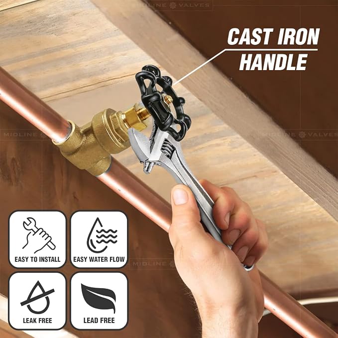 Midline Valve 427D336-5 Gate Valve, 1-1/4 in. Sweat Connection, Cast Brass - Image 4