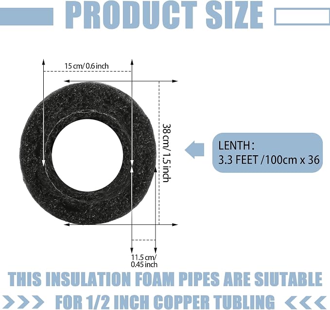 8 Pcs 3.3 Feet Foam Pipe Insulation Foam Tube Insulating Water Pipe Pool Swim - Image 2
