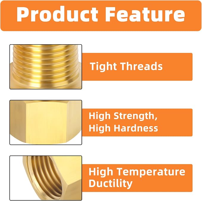 GASHER 2PCS Brass Pipe Fitting, 1/8-Inch Male Pipe x 1/4-Inch Female Pipe - Image 2