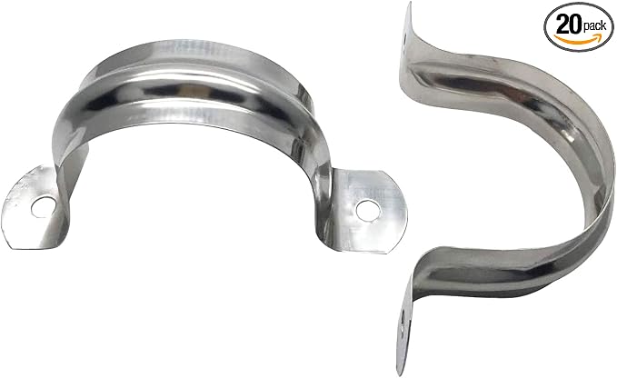 20 Pcs 2inch Rigid Pipe Strap, Two Hole Stainless Steel Strap U Bracket by Unknown
