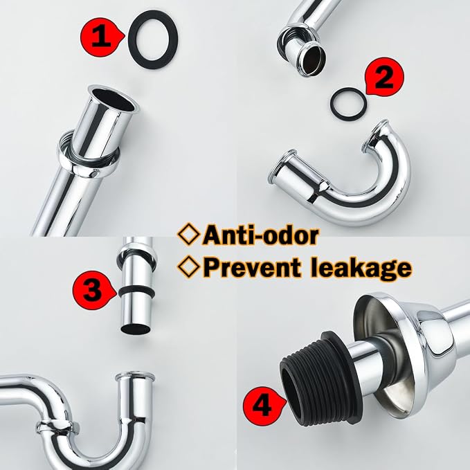 RANDOM Brass P Trap with Bathroom Sink Stopper Kit Without Overflow, Chrome - Image 7