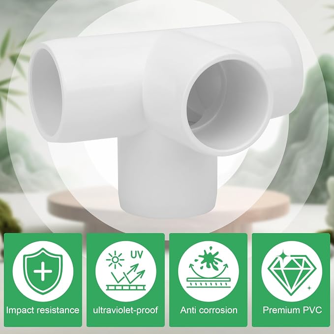 12Pack 1IN 4-Way PVC Pipe Fittings SCH40 Furniture Grade PVC Elbow Corner Side - Image 4