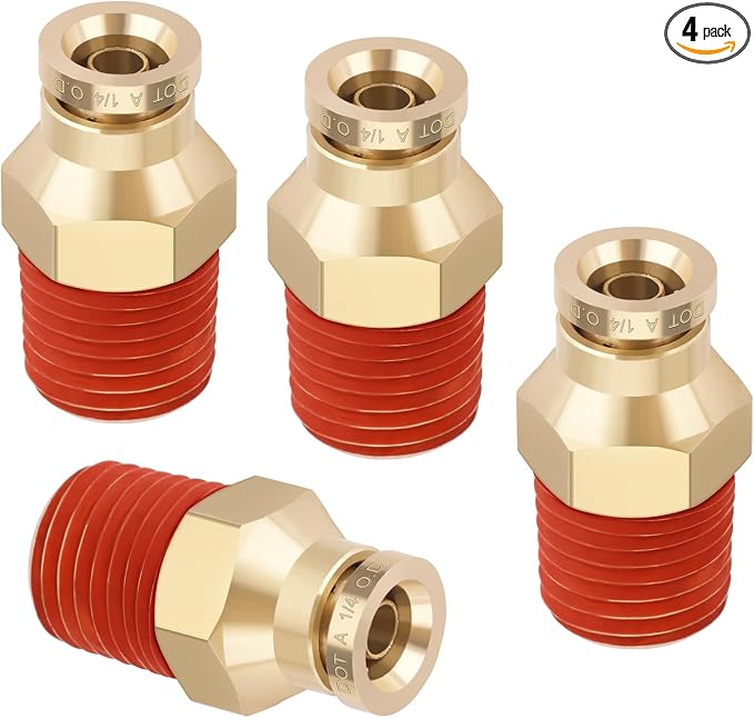 DOT Approved Male Straight Brass Union 1/4" Tube x 1/4" NPT, Quick Connect Union by BOERAY