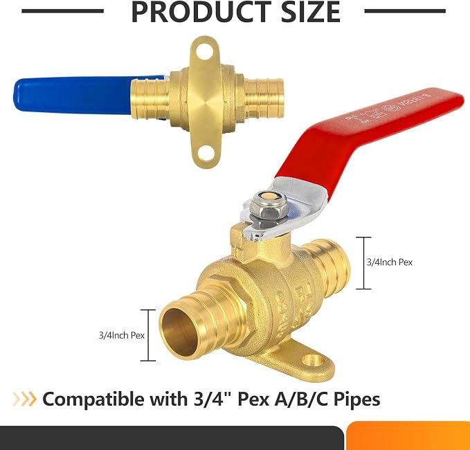 4PC HeSun 3/4 Inch PEX Ball Valves - Image 3