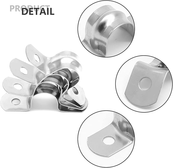 50Pcs 15/32 Inch Stainless Steel Conduit Clamps | Two Hole Strap, U Bracket - Image 3
