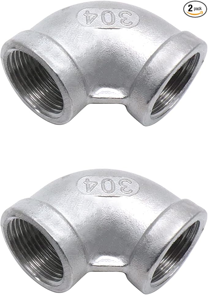 2Pcs 304 Stainless Steel 90 Degree Elbow 3/4" NPT Female x 3/4" NPT Female by SSYDIEN