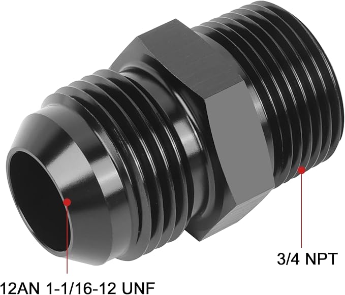 EVIL ENERGY 12AN Male Flare to 3/4" NPT Pipe Fitting Adapter Straight Aluminum - Image 2