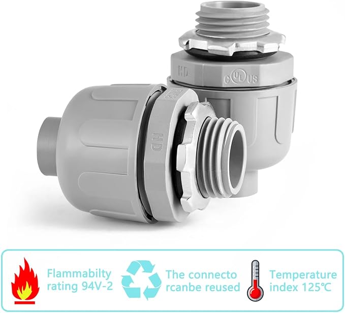 32-Pack 3/8" NPT UL Liquid Tight Connector Conduit Fitting PVC Straight | UV - Image 4
