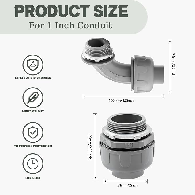 4 Pack 1-1/4 Inch Liquid Tight Connectors - Image 2