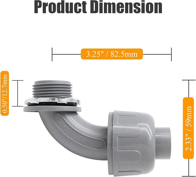 4Pcs 3/4" NPT Electrical Conduit Connector Fittings | 90-Degree, Nonmetallic - Image 2