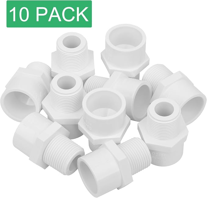 10Pack 3/4" PVC Male Adapter Pipe Fittings Furniture Grade SCH40 2-Way 3/4" PVC - Image 6