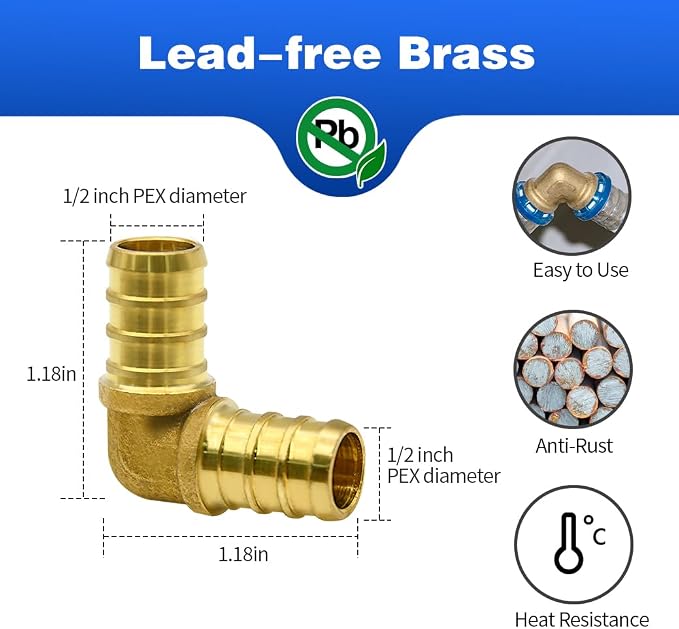 25 Pack 1/2“ PEX Fittings, Brass Fitting | - Image 2