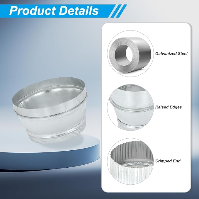 PATIKIL 14 Inch to 12 Inch Duct Reducer, Galvanized Steel Round Air Duct - Image 3