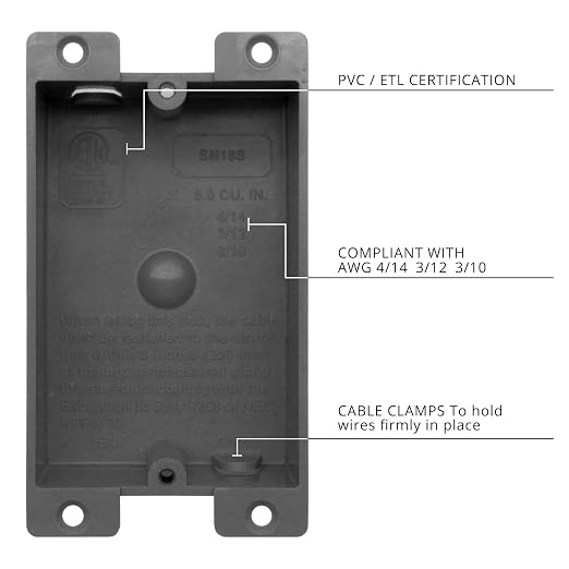 HXH 1-Gang Shallow Electrical Outlet Box, 8 Cubic Inch Old Work Remodel Box | - Image 5