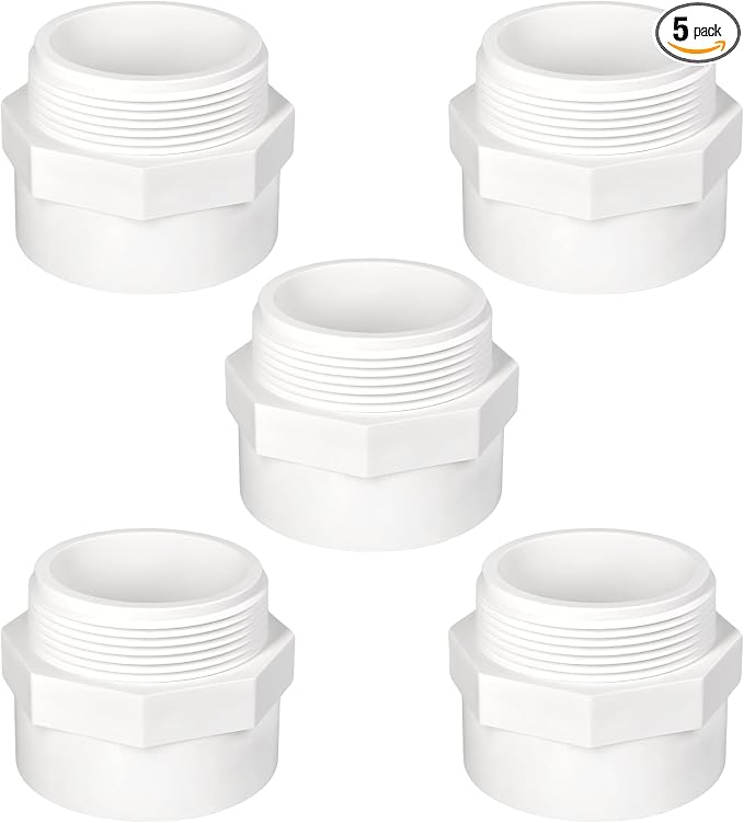 5 Pack 2" PVC Fittings, 2 inch NPT Male PVC Pipe Adapter, Swimming Pool & by TALEGEN