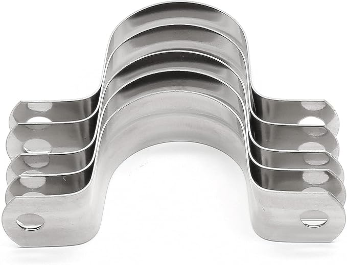 10Pcs 1-9/16 Inch Stainless Steel Conduit Clamps | Two Hole Strap, U Bracket - Image 2