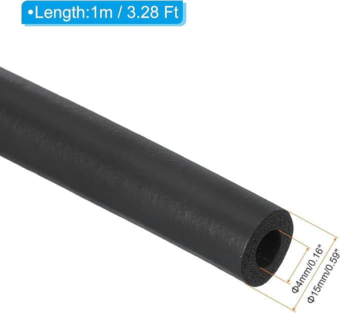 PATIKIL Pipe Insulation Foam Tube 7mm ID x 15mm OD x 1m Long Black | Pipe Cover - Image 2