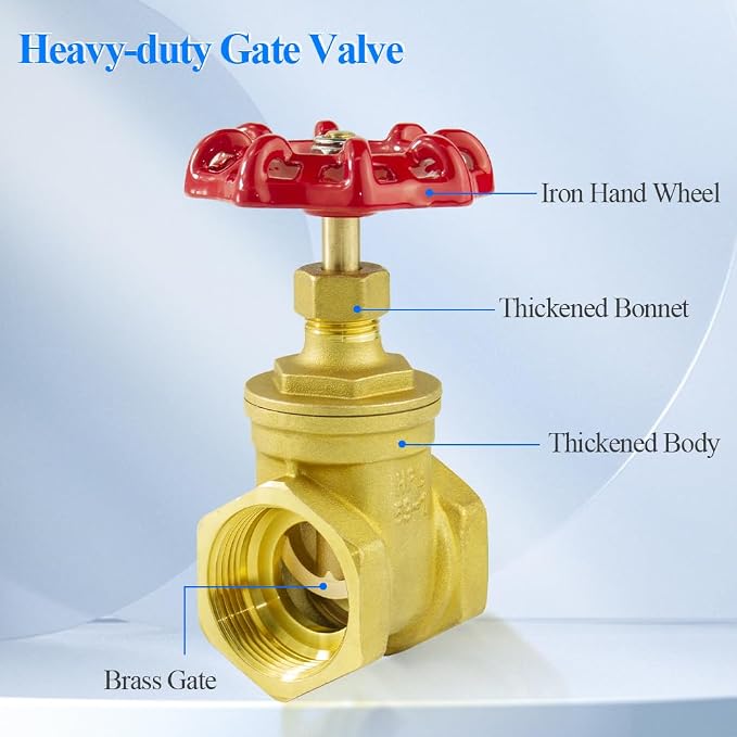 WiseWater 1 1/2" BSPP Brass Gate Valve, Rotating Sluice Valve Two-way Flow - Image 6
