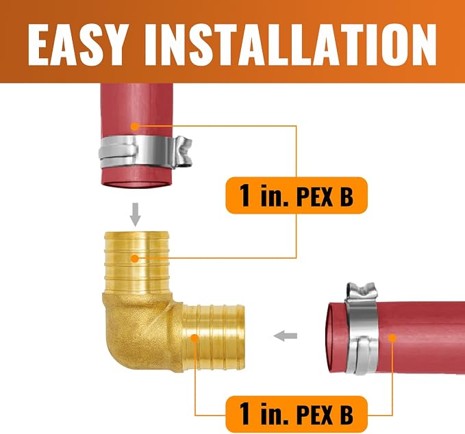 6-Pack 1 Inch PEX 90 Degree Elbow | Brass - Image 4