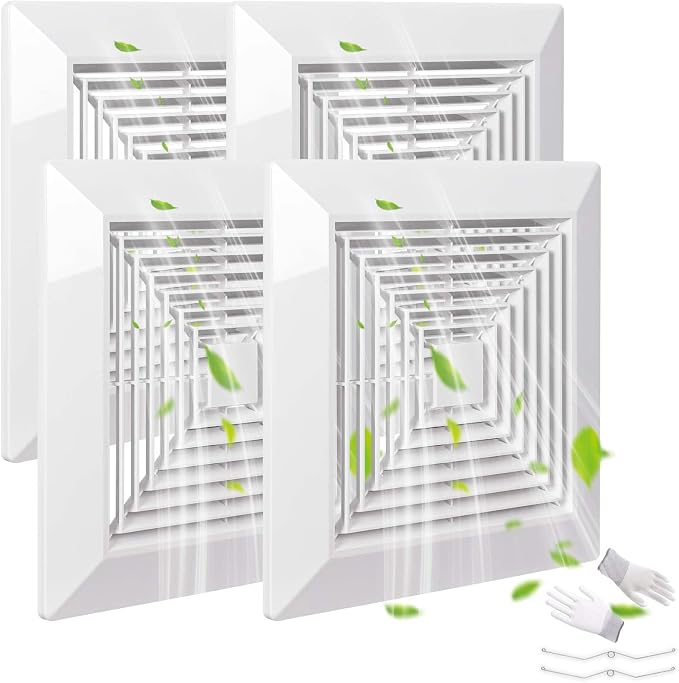 Spring-loaded bathroom exhaust fan cover, 4P 12"x12"grille bathroom fan cover by Unknown