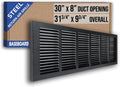 Fits 30x8 Duct Opening | Steel Baseboard Return Air Grille by Handua | Vent by Handua