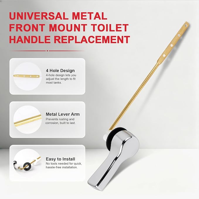 Hibbent 2 Pack Universal Front Mount Toilet Handle & 2'' Toilet Flapper | - Image 2