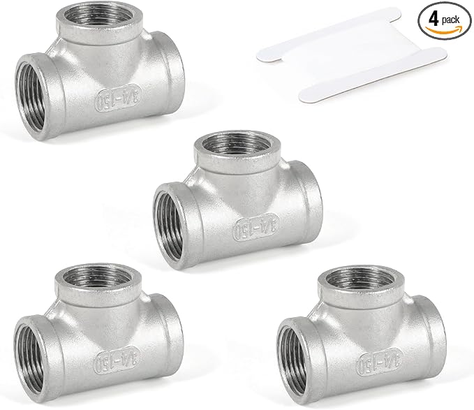 4PCS Pipe Fittings 304 Stainless Steel Tee Pipe Fittings 3/4" x 3/4" x 3/4" NPT by Kodilin
