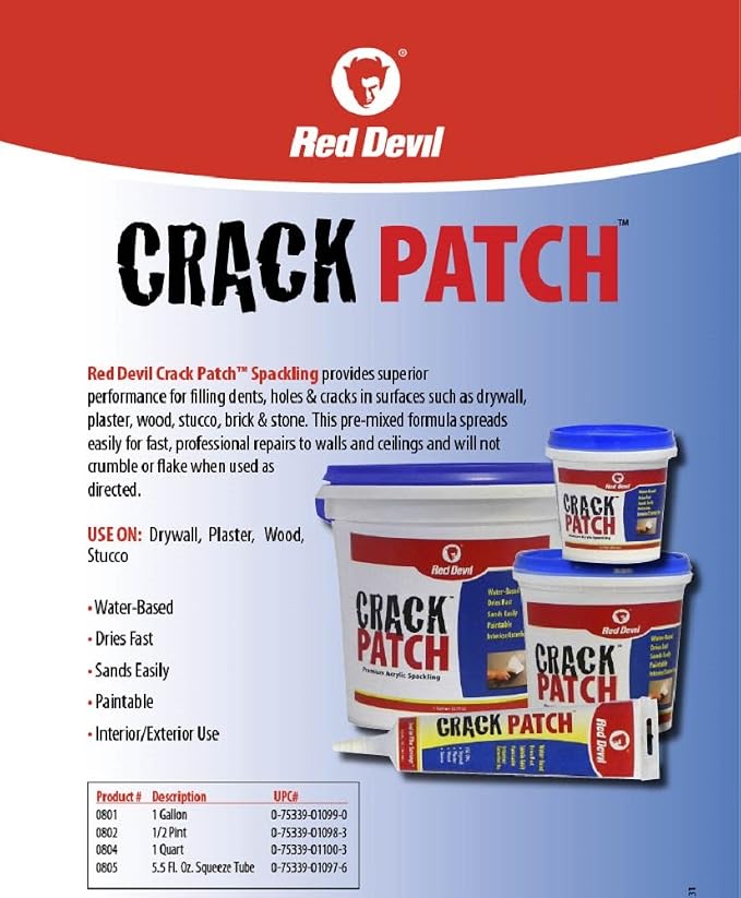 Red Devil 0805 Crack Patch Premium Acrylic Spackling, 5.5 Oz. Squeeze Tube - Image 3