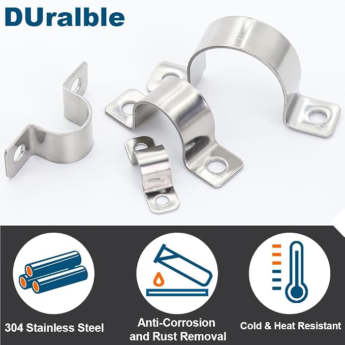 1-3/8 Inch Stainless Steel Conduit Clamps Two Hole Pipe Clamps Metal U Bracket - Image 6