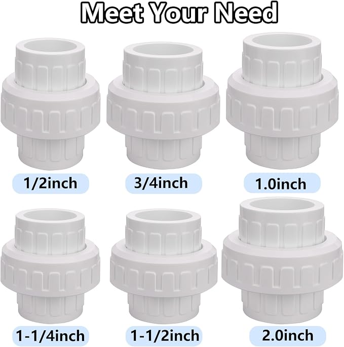 1-1/2" PVC Union Coupling Pipe Fitting PVC Adapter Schedule 40, EPDM O-Ring - Image 7