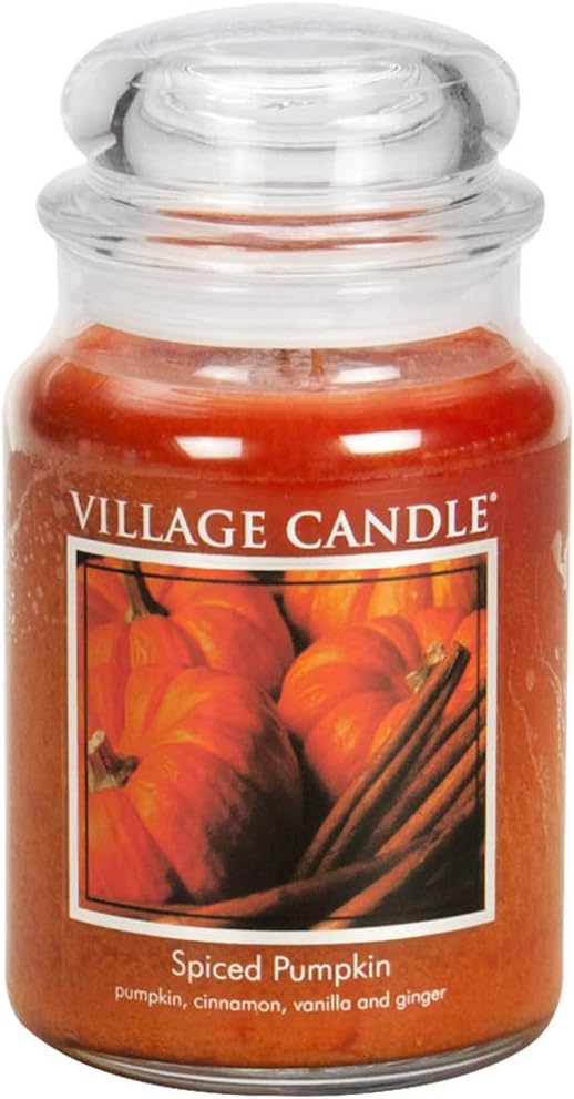 Village Candle Spiced Pumpkin Large Apothecary Jar, Scented Candle, 21.25 oz. by VillageCandle