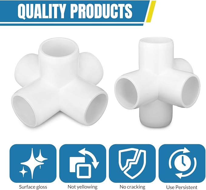 12 Pack 3/4 inch PVC Pipe Fittings, PVC 5-way Fitting Connectors, Used - Image 5