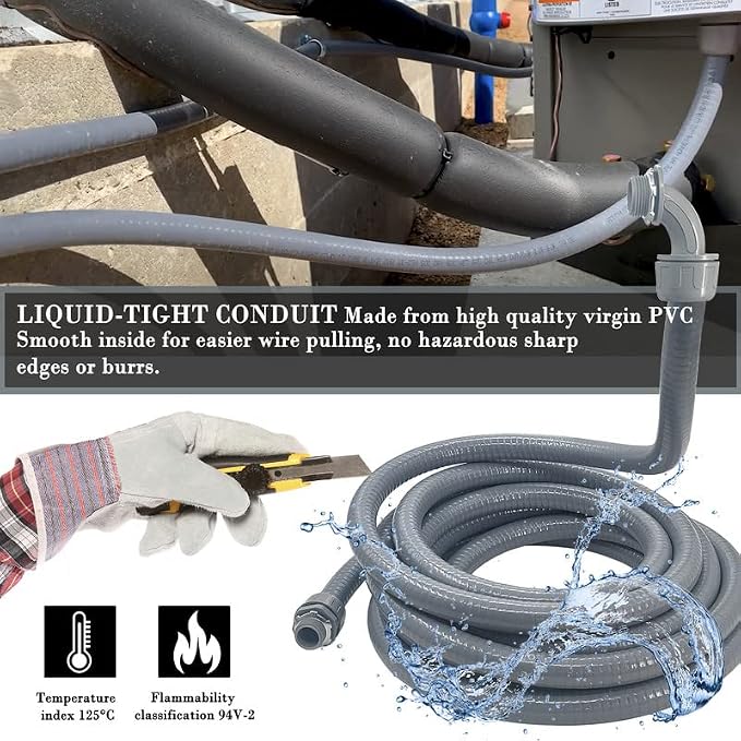 3/4 inch 100Ft Liquid-Tight Conduit Kit, Flexible Non Metallic Electrical - Image 6