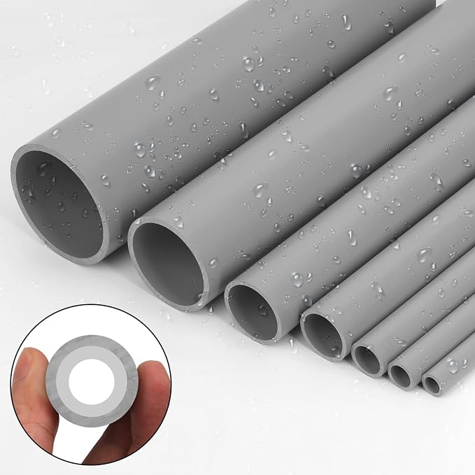 3Inch Grey Electrical Conduit PVC Pipe 17" Long Sch40 PVC Rigid Tube Round - Image 2
