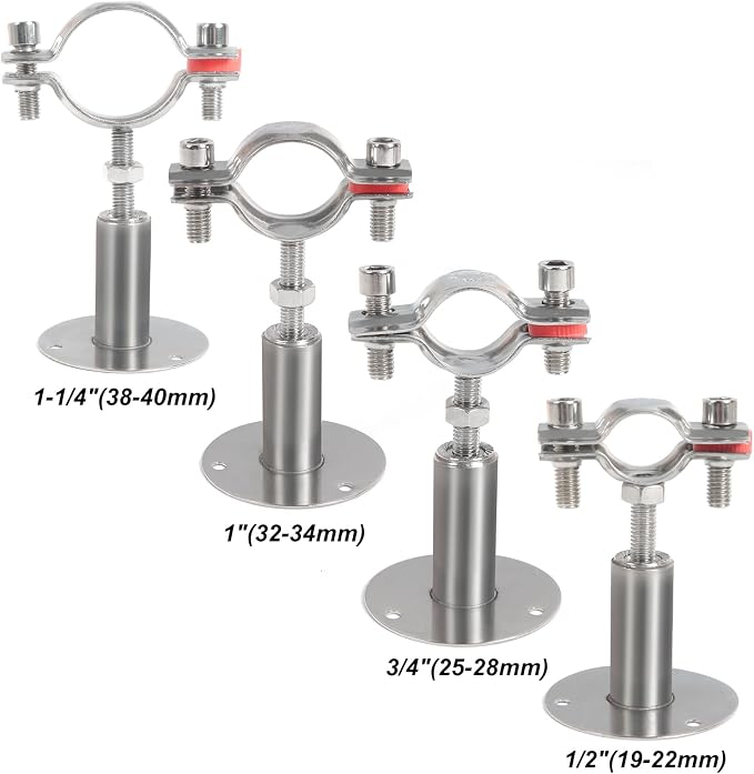 4PCS 304 Stainless Steel Wall Mount Ceiling Mount Pipe Supports, Suitable - Image 7