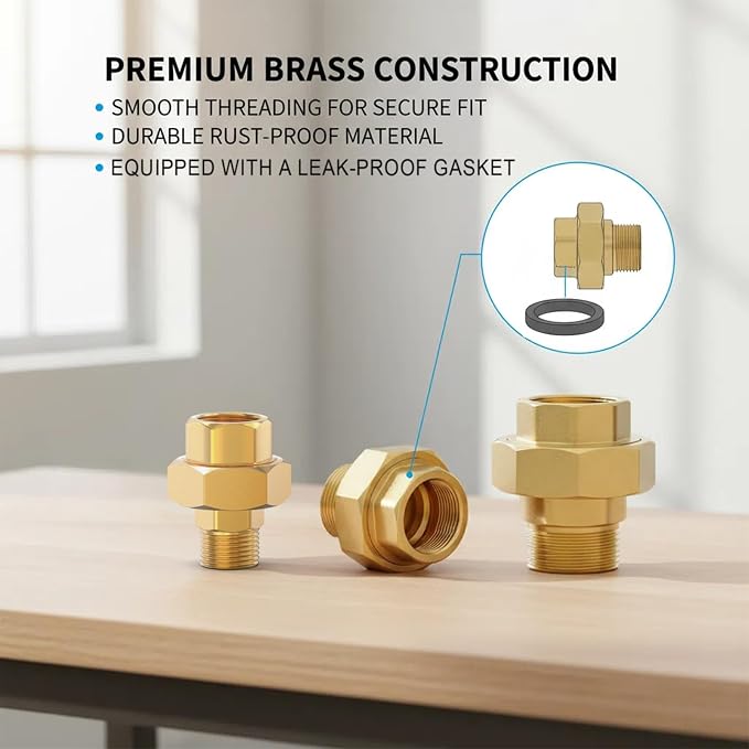 1PCS Brass Union，3/8" NPT Male x 3/8" NPT Female Brass Pipe Fitting - Image 6