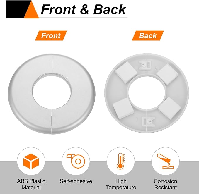 HARFINGTON 2pcs Wall Split Flange 44mm/1.7" Self-Adhesive Plumbing Cover Plates - Image 5