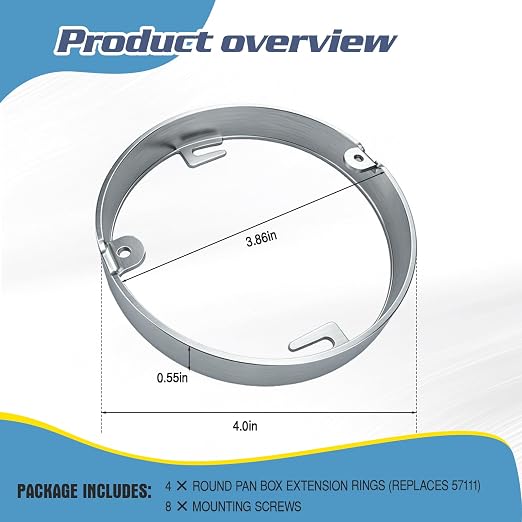4 Inch Round Pan Box Extension Ring 57111 Fits Ceiling Box, 4 Pack, Metal | - Image 2