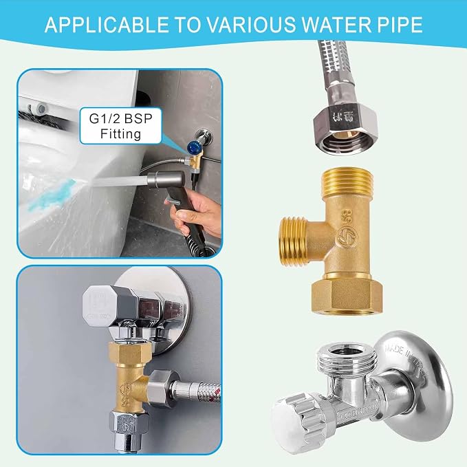 1/2" Brass Tee, Brass 3-Way Shower Diverter Valve | 1/2" Male x 1/2" Male x - Image 5