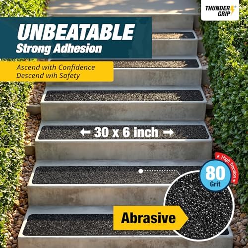 Outdoor Stair Treads Non-Slip 30" x 6" 12-Pack Waterproof 80-Grit Grip Tape - Image 3