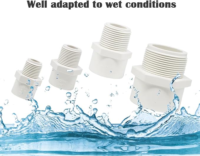 6PCS 1 Inch PVC Coupling Fittings White Slip to Male Thread PVC Pipe Fitting - Image 4